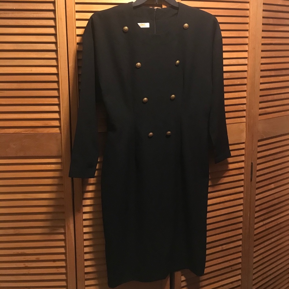 Vintage Brenda Burkholder Black Gaberdine Dress